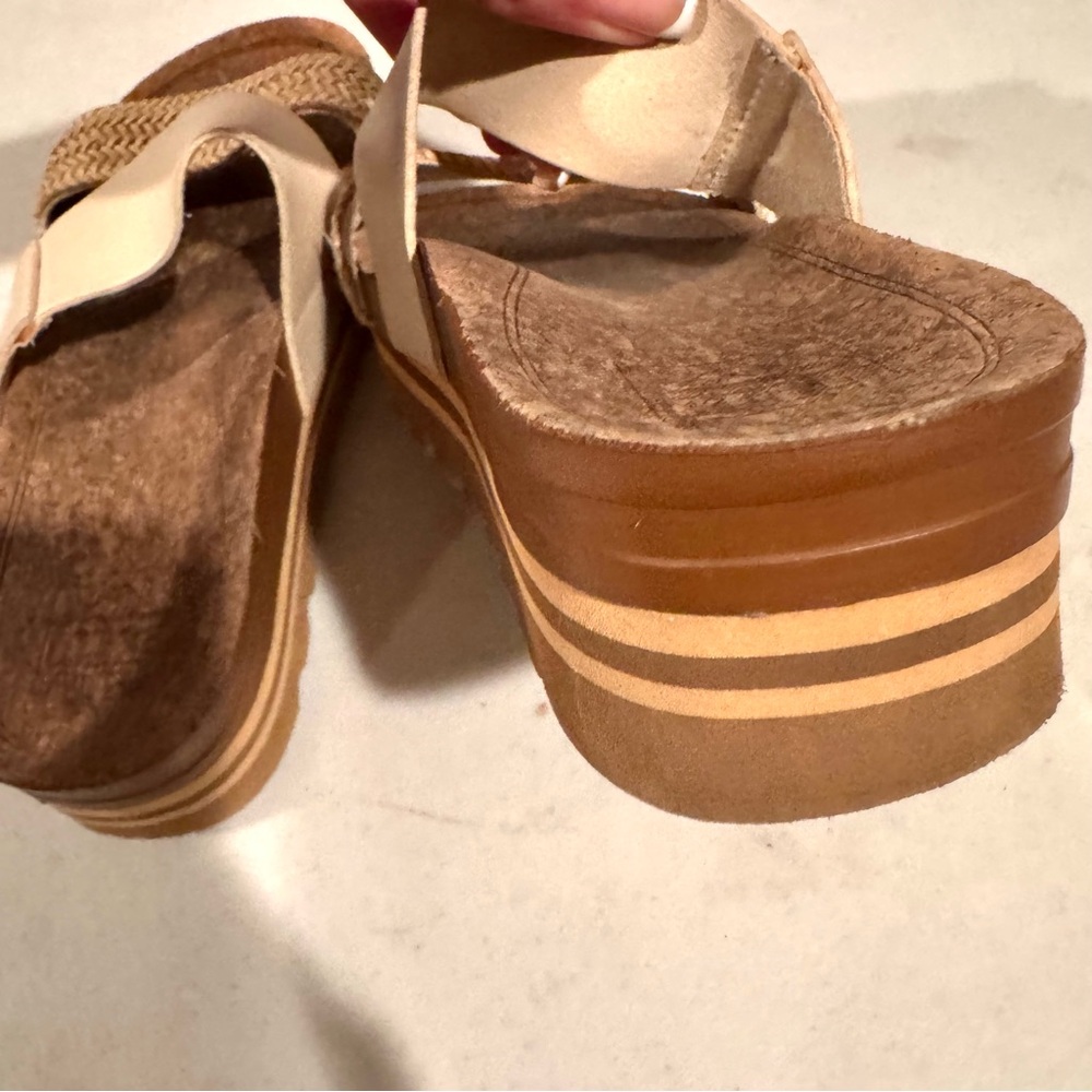 Reef Cushion Vista Hi Braided Strap Platform Leather Slides Cream Size 7 - Picture 7 of 8